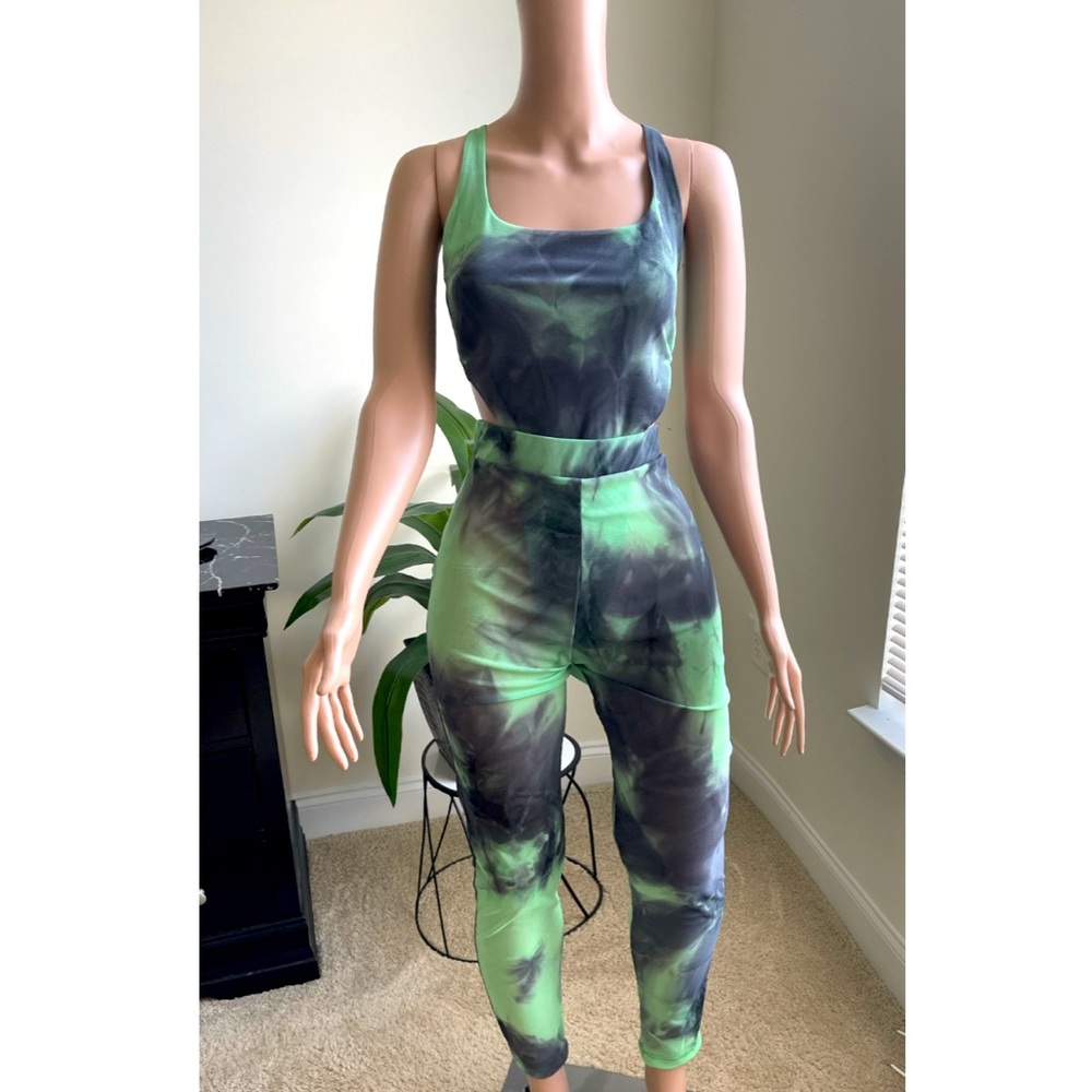 Charcoal Grey Green Blaze Pants Set